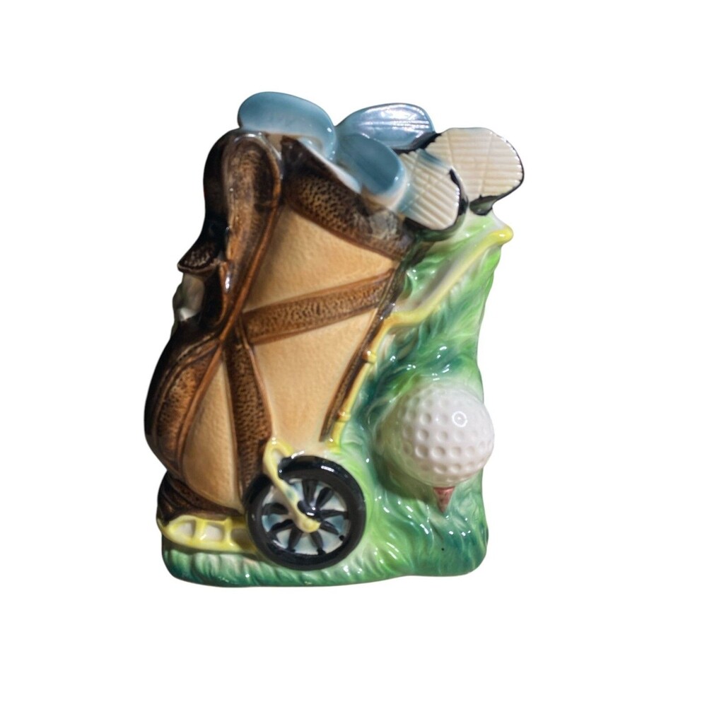 Vintage Relpo Ceramic Golf Bag Planter Vase #6224  Japan No Chips Desk or Plante